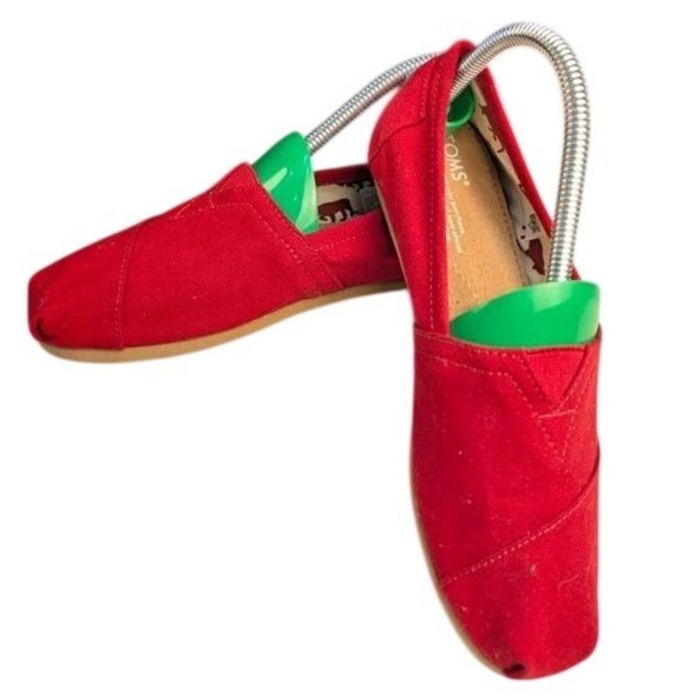 TOMS Alpargata Slip On Shoes Women 7 Red Canvas Classic Flat 100050420-11